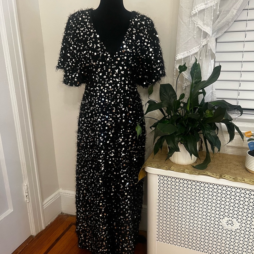 Zara Black and silver sequin holiday dress